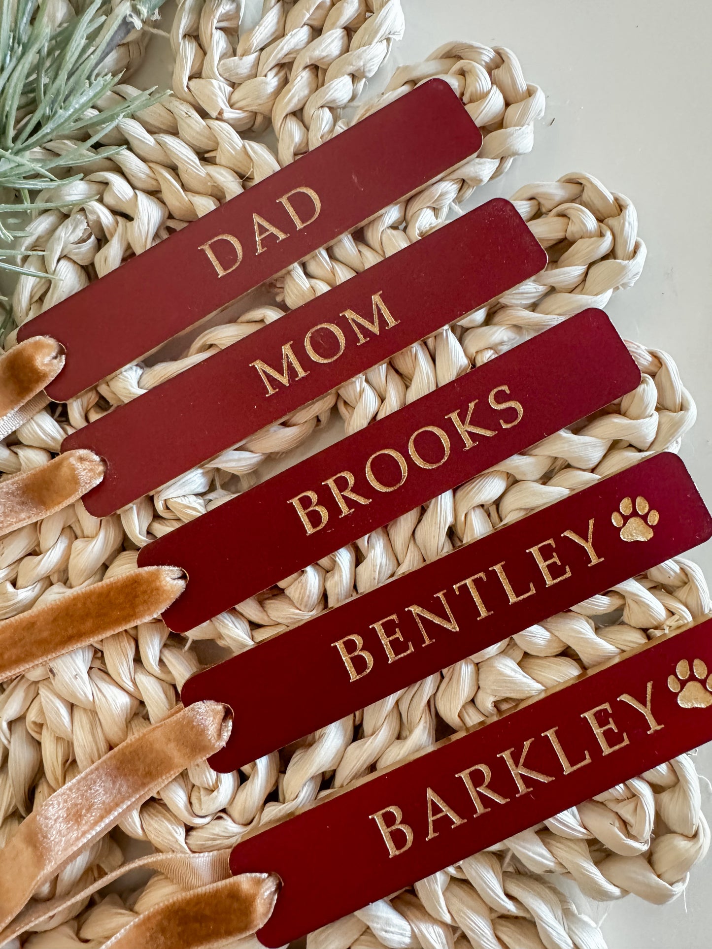 Gold Filled acrylic stocking tag