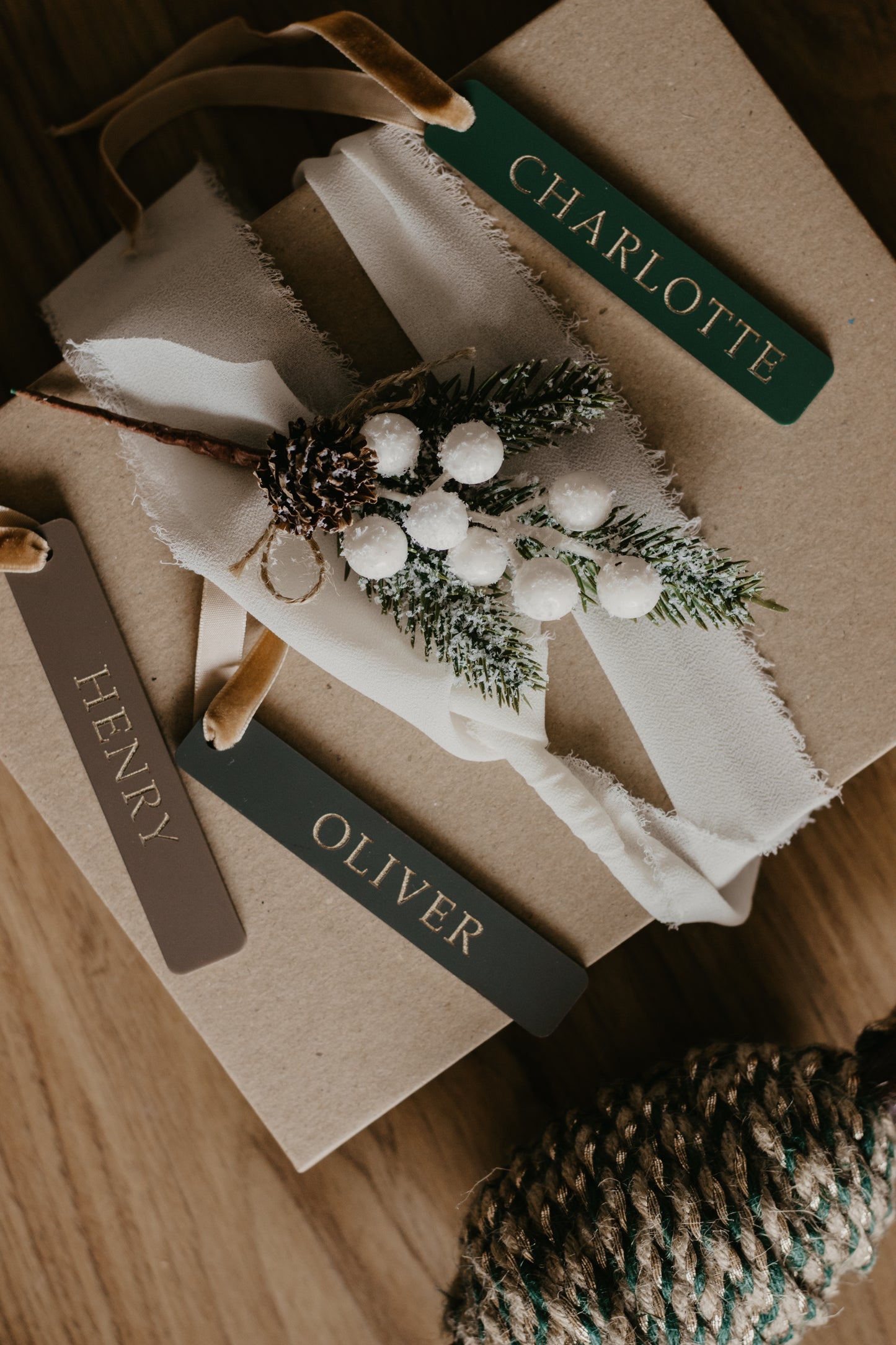 Gold Filled acrylic stocking tag