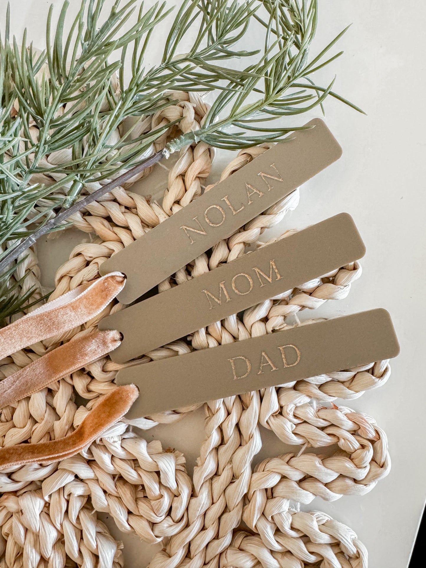 Gold Filled acrylic stocking tag