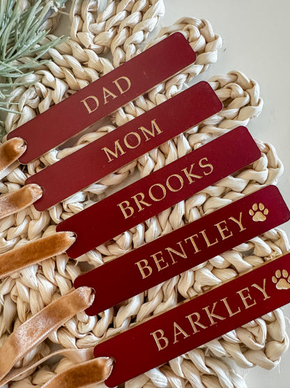 Gold Filled acrylic stocking tag