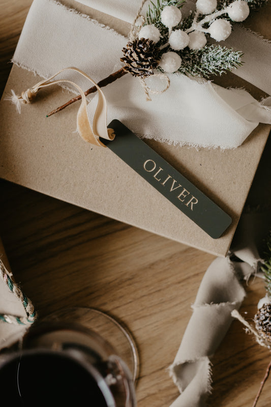 Gold Filled acrylic stocking tag