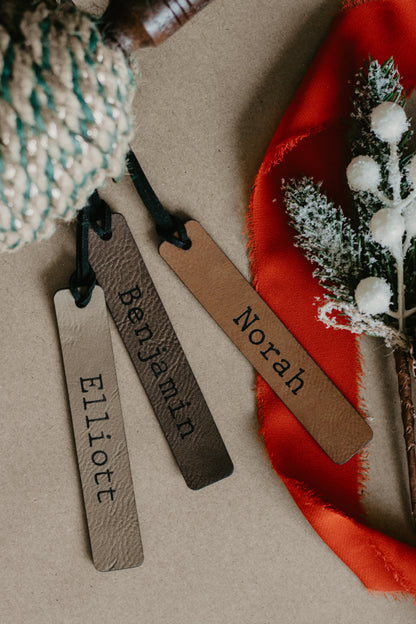 Leatherette stocking tag